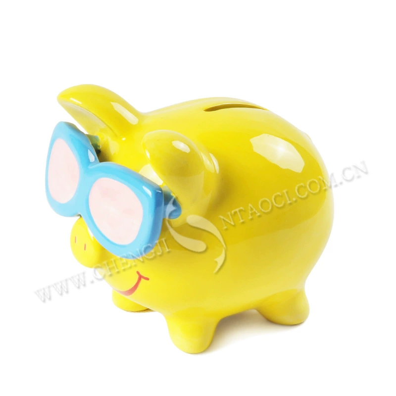 Glasses, creative piggy bank, pig