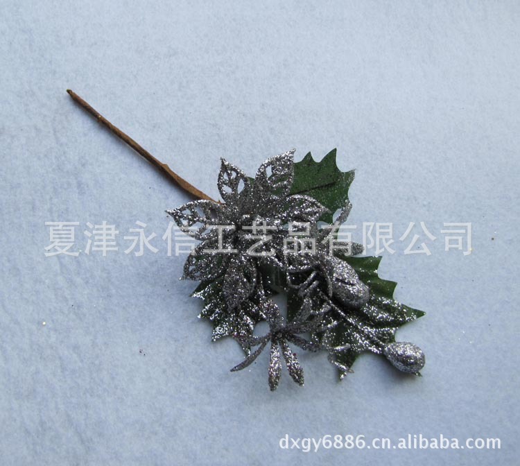 厂家直销涮粉圣诞花,人造花,手工花,工艺品配件|ru