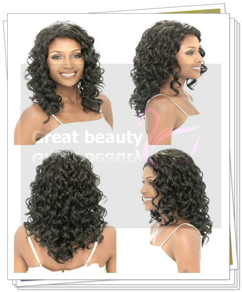 High temperature front lace chemical fiber wig long curly hair oblique bangs ladies wig multi-type wig supply sales