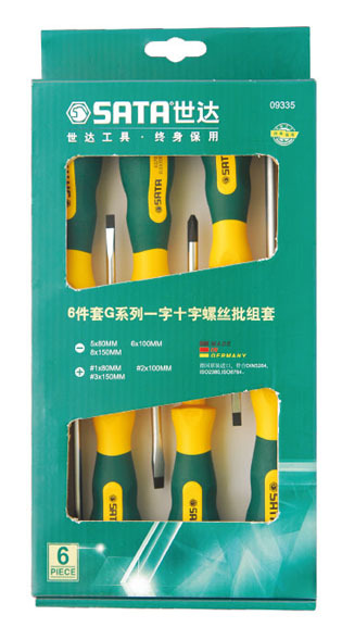 SATA世达工具 6件G系列一字十字螺丝批组套 09335