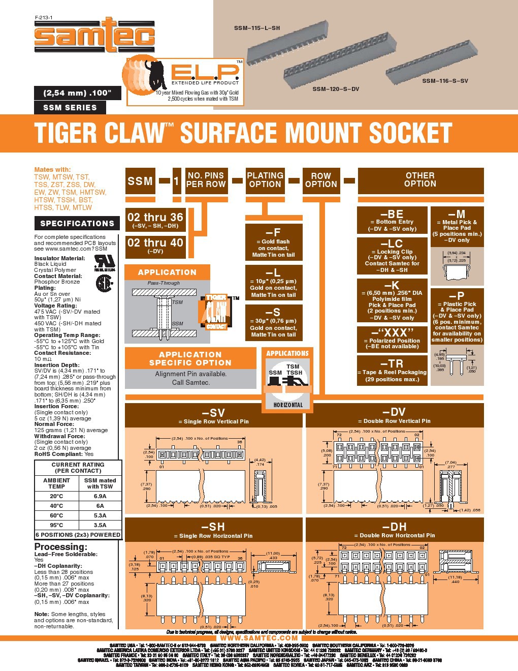 现货供应SAMTEC/申泰 SSM-110-S-SV  矩形插座连接器 原装正品