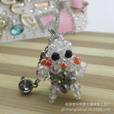 廠家現貨串珠扁水晶編織貴賓狗 飾品挂件配件