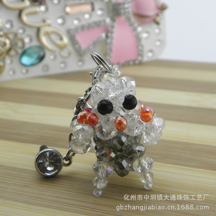 廠家現貨串珠扁水晶編織貴賓狗 飾品挂件配件