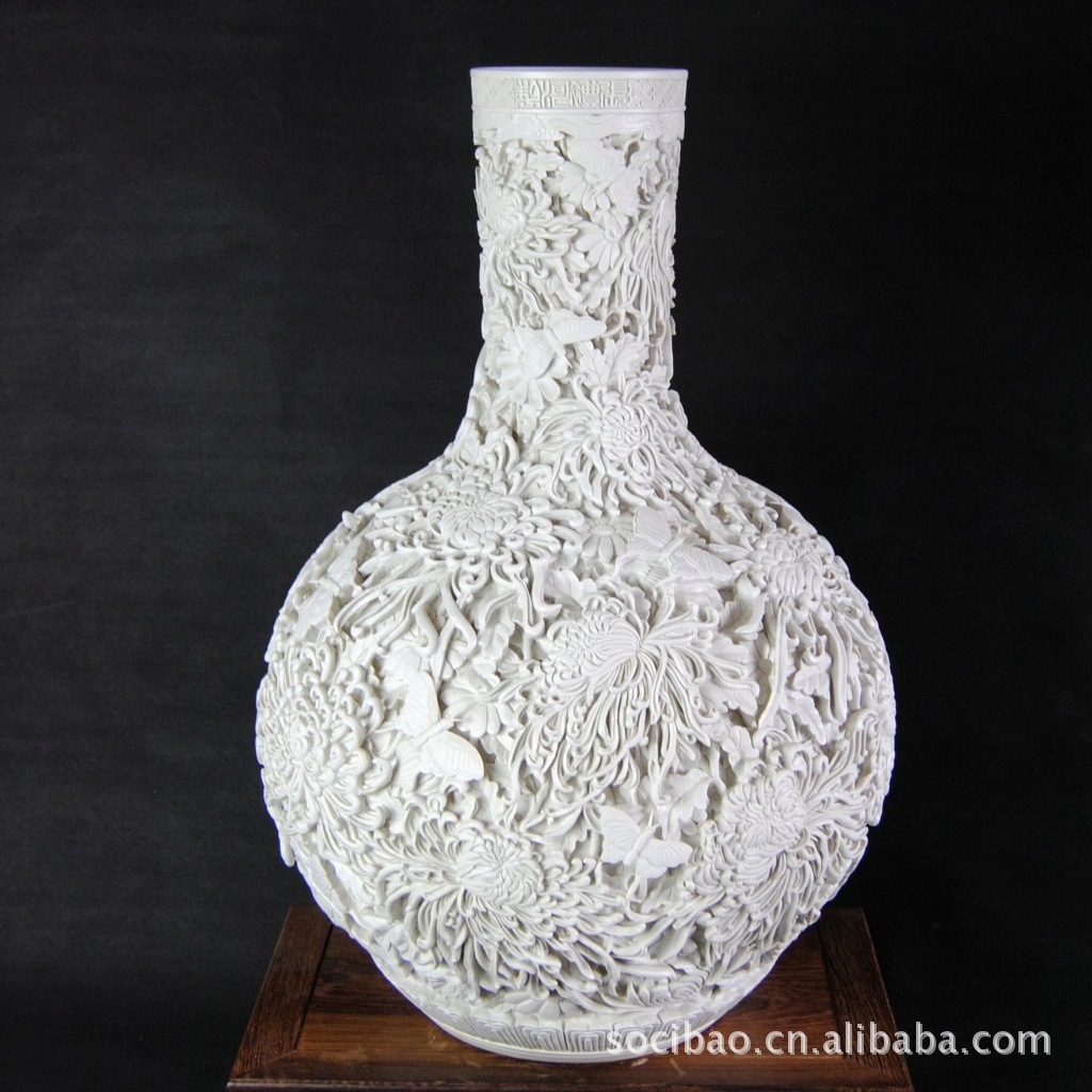 supply Pure handwork carving Chrysanthemum Celestial Ceramic bottle Rare collection high-grade Porcelain Decoration