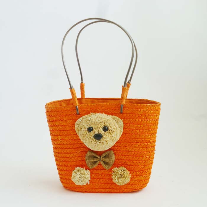 Women's Medium Straw Bear Solid Color Cute Square String Straw Bag display picture 5