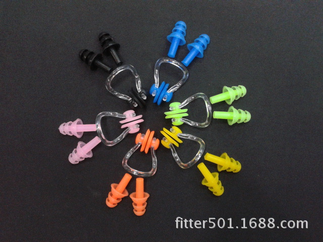 厂家大量供应搏路 conquest 高档柔软防水硅胶鼻夹耳塞 游泳配件详情图3