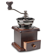 经典复古手摇磨豆机 家用咖啡磨豆机木头小磨 不锈钢磨芯研磨机