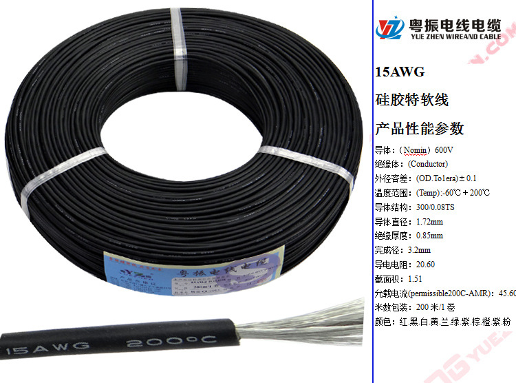 Cable de silicona extra suave 15AWG negro
