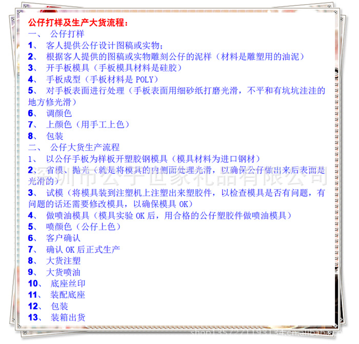 打樣及生產流程