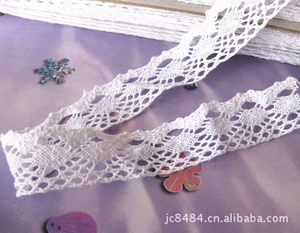 服装辅料漂白单边纯棉花边 2.6CM