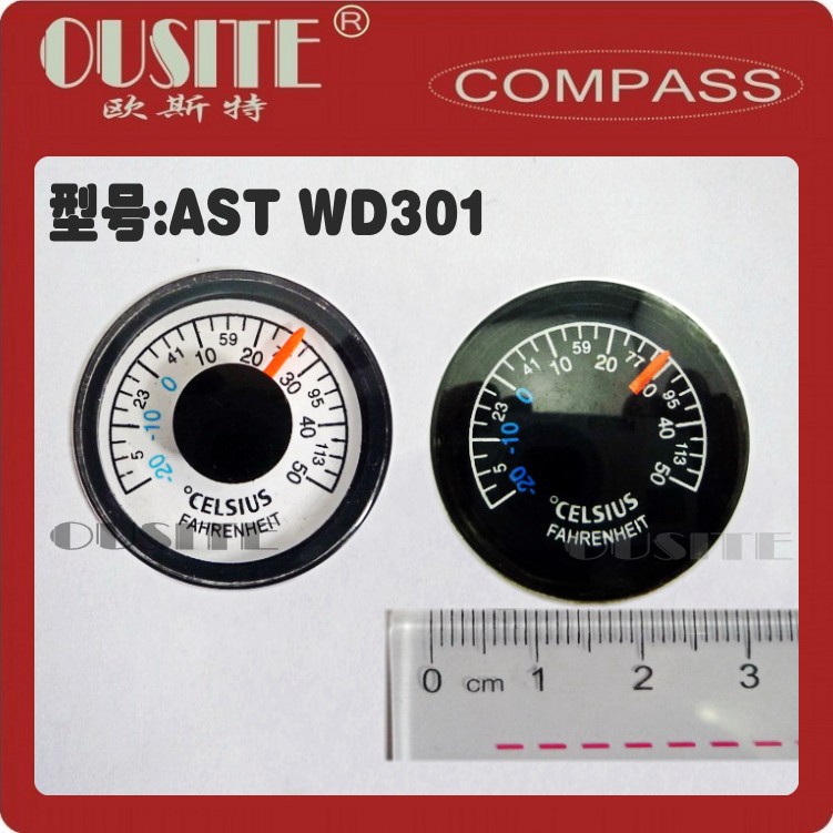 奥斯特WD301直径30MM微型温度计\指南针式温度计\双金属温度计