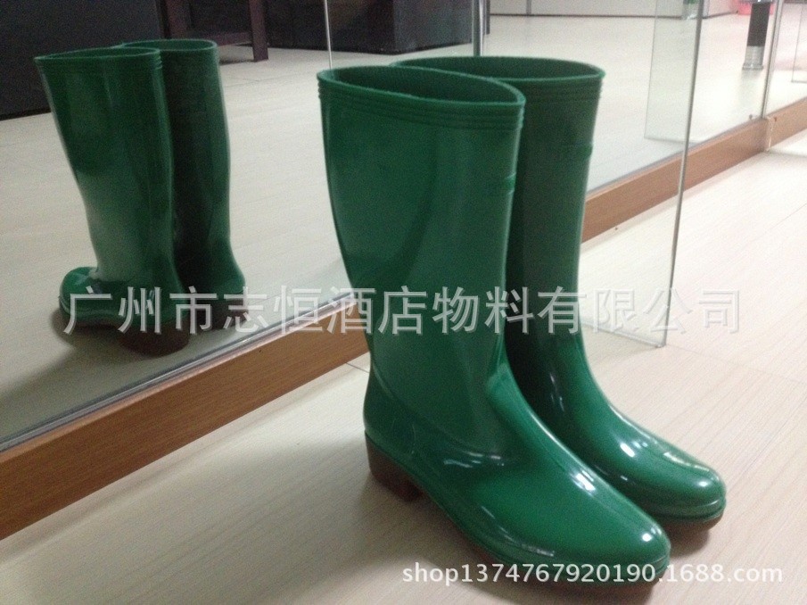 劳保水鞋金橡028绿色耐油耐酸碱长筒水鞋 女装高筒雨鞋 女装水鞋