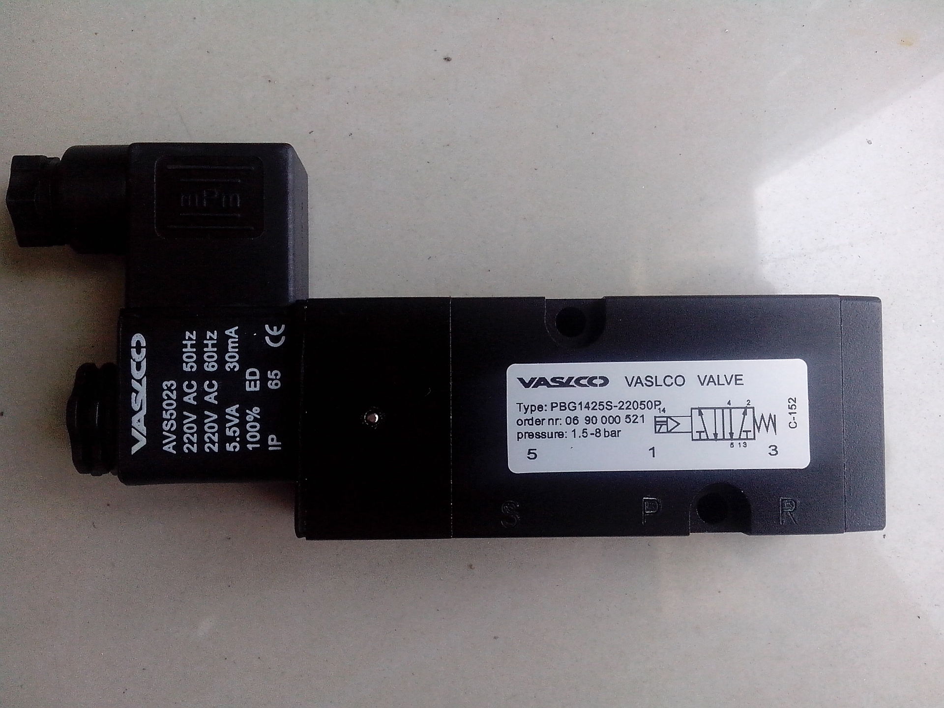 VASLCO  Namur电磁阀5/2       PBG1425S-22050P   AC220