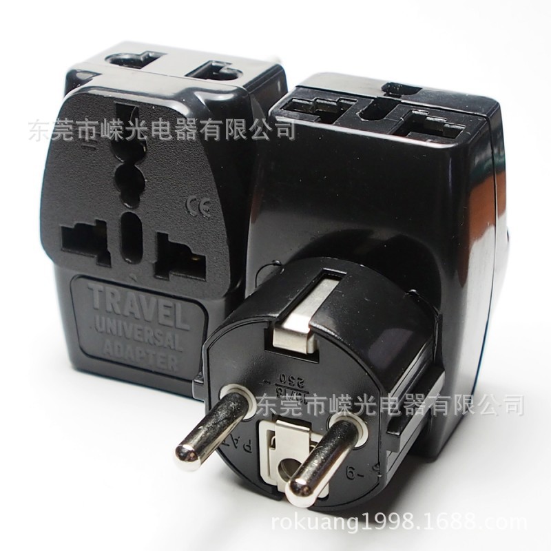 WDS-9 厂家直销4.8MM 德规转换插头 一转三适配器 Schuko 转换器