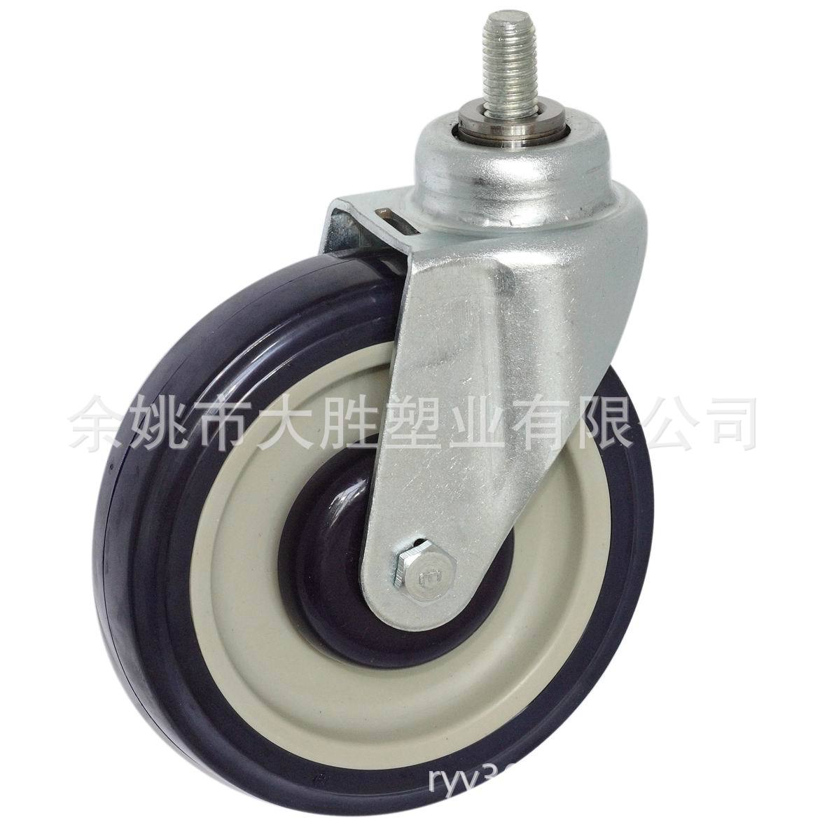 【品质保证】专业提供高品质超市购物车5寸PU双轴轴承孔顶脚轮