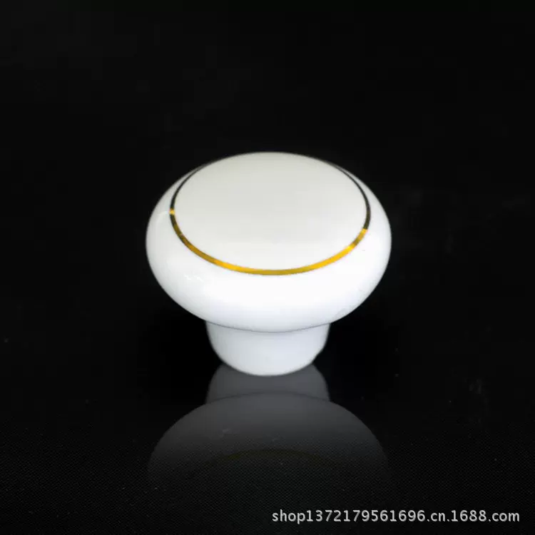 陶瓷厂精品单孔白色陶瓷橱柜衣柜抽屉仿古拉手32MM直径单金圈把手