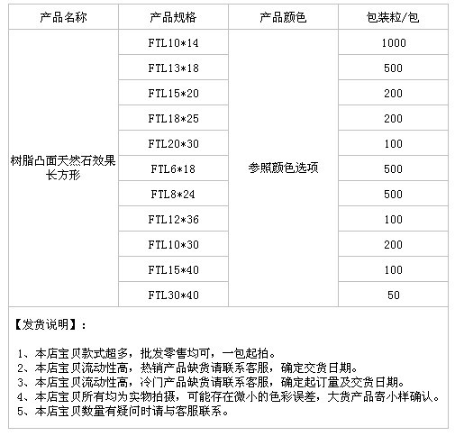 树脂凸面天然石效果长方形