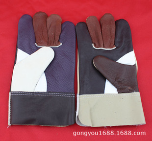 Affordable Average Size Colorful Short Full Leather Welding Gloves Labor Protection Gloves Furniture Leather Welder Gloves Wear-resistant and Anti-scalding