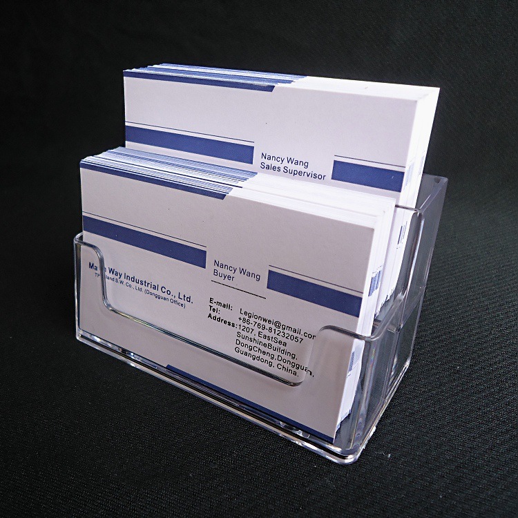 两格名片架 商务创意名片盒 双层压克力名片座 批发|ru