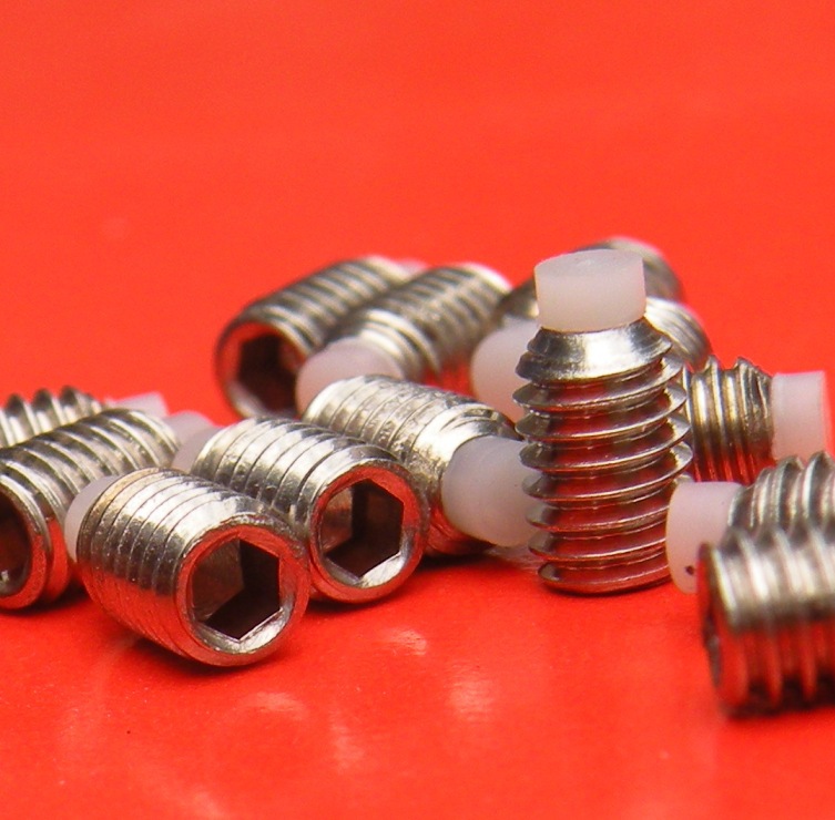 M3到M5尼龙头紧定螺丝塞钢机米,尼龙头顶丝,尼龙头不锈钢紧定螺钉