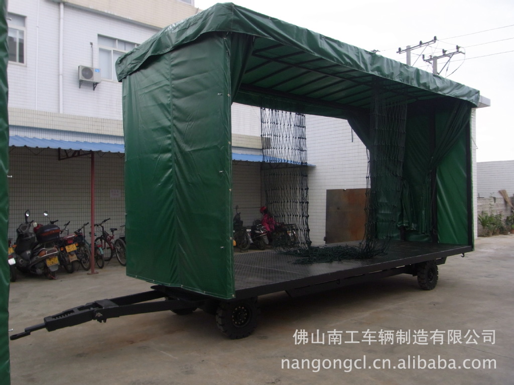 厂家直销带防护网雨棚平板拖车 广东雨篷拖挂车