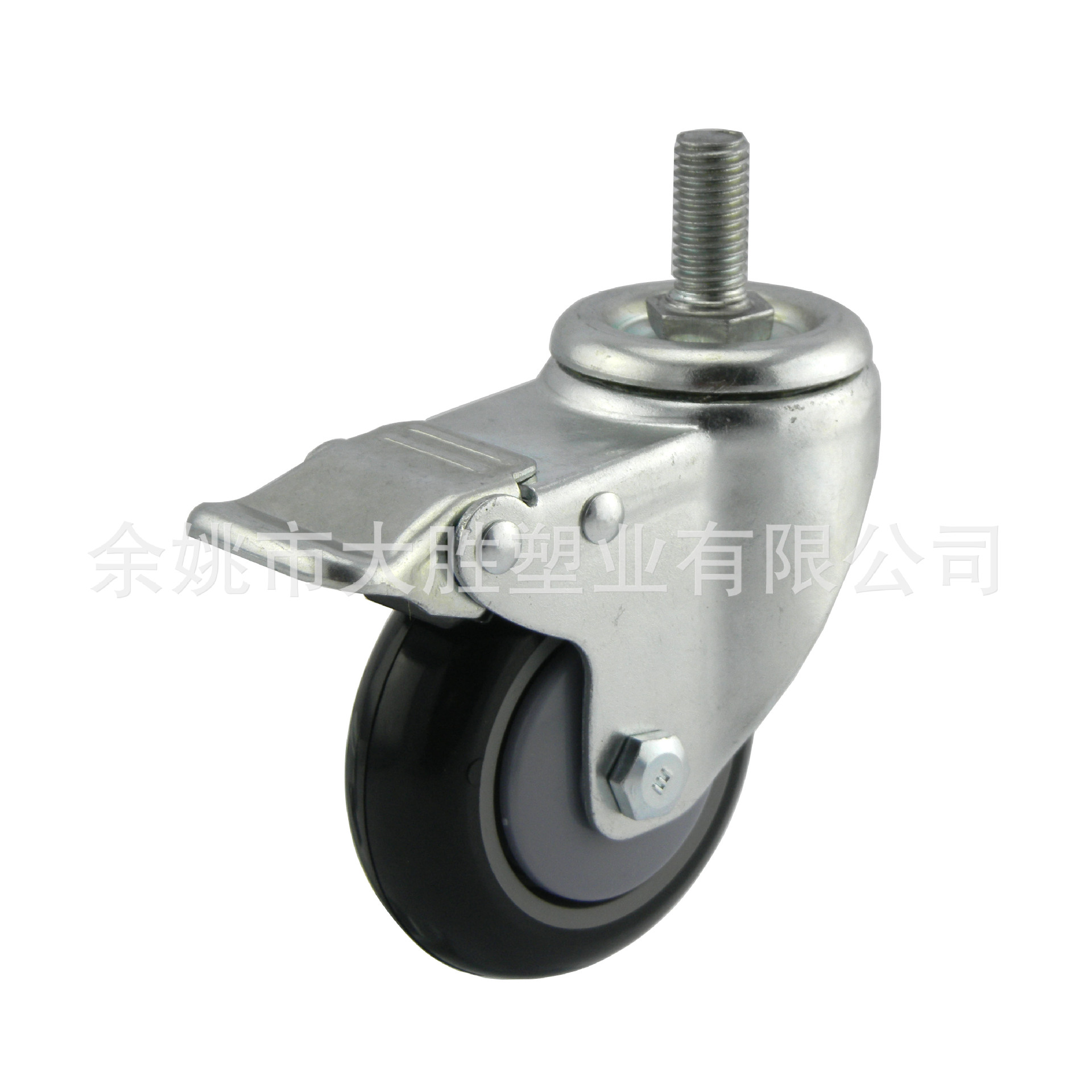 大胜脚轮工厂直销3寸购物车各类工具车丝杆PU带刹脚轮M12X25