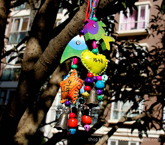 木头彩皮挂件风铃