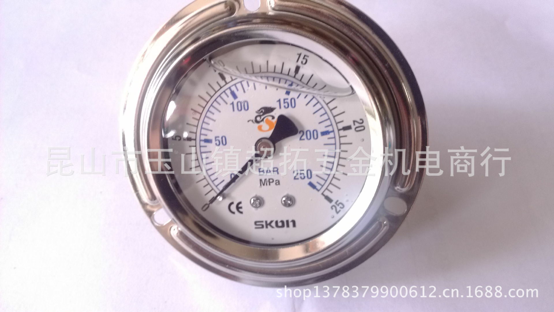 台湾SKON充油压力表法兰昆山不锈钢油浸式高精度