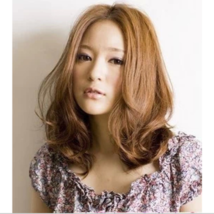 Dinghao Wig Girls Short Hair Straight Hair Long Curly Hair B O B O Head Girls Wig Middle Part Pear Head