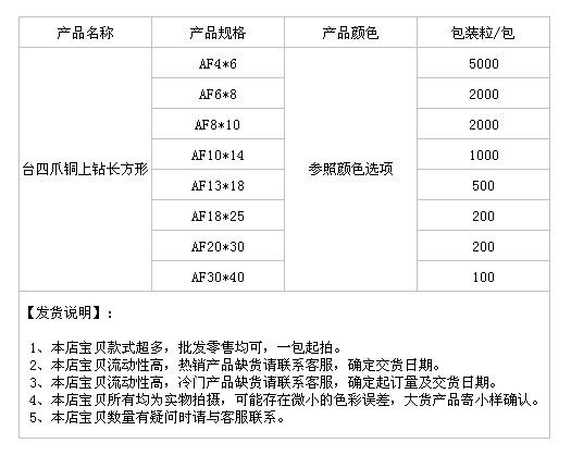 台四爪铜上钻长方形