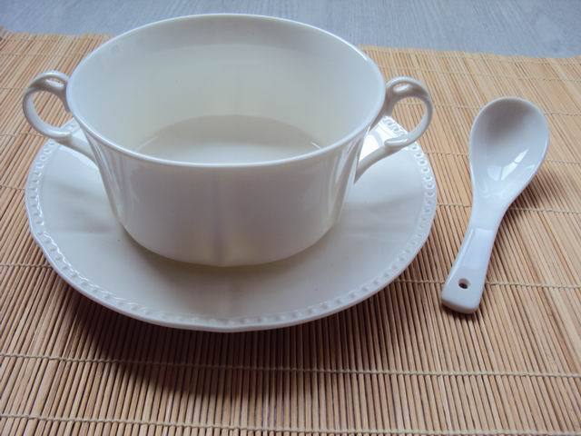 厂家直销玉质瓷汤盅 配底碟 珠边宫廷六角双耳汤盅 炖盅 浮雕碗