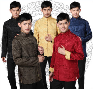 Chinese tang style jacket for Men Tang double sided long sleeve coat