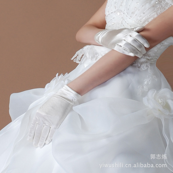 礼仪手套 色丁手套 婚礼手套 婚庆用品 新娘手套优质缎材质JK手套|ms