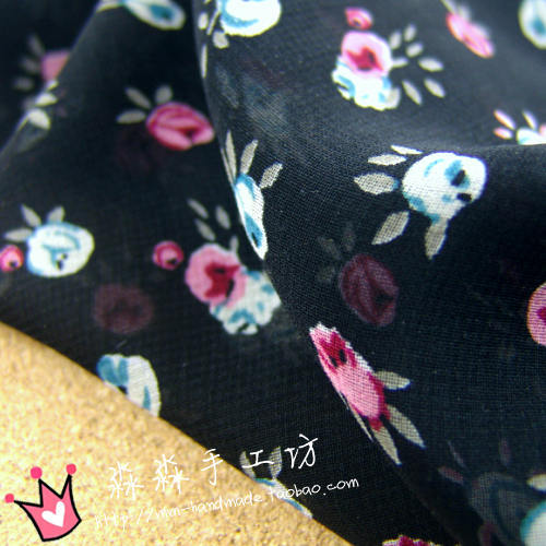 黑色淑女风75D印花复合丝雪纺皱面料 批发柔软凉爽时装雪纺皱面料