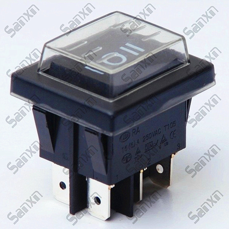 防水船型开关KCD4六脚三档配防水帽 翘板开关带防尘帽 船形开关帽