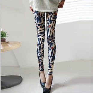 9258 �{ɫӢ����ĸţ�̽zӡ�����ѝ �����⴩�ŷ�ѝŮ��leggings