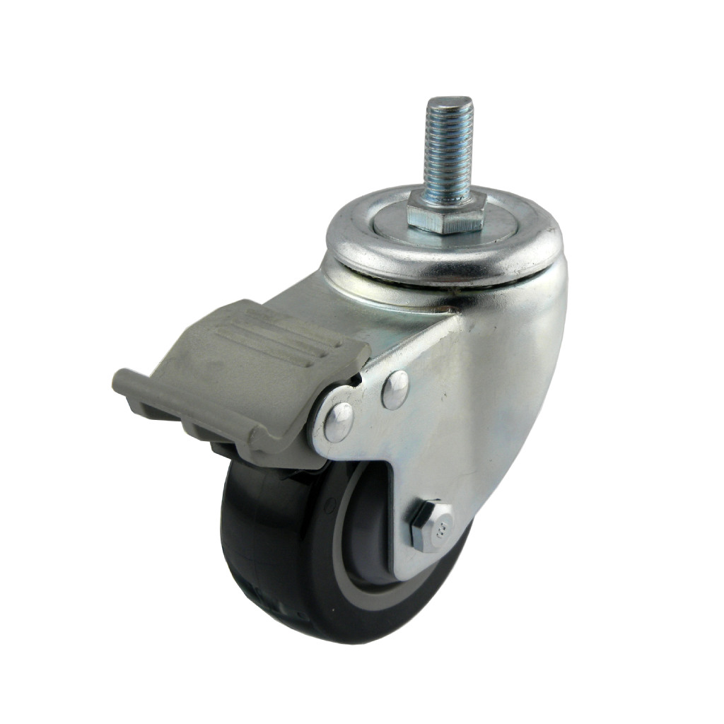 大胜直销欧美 通过ROHS认证 3寸单轴PU丝杆塑料刹万向脚轮静音