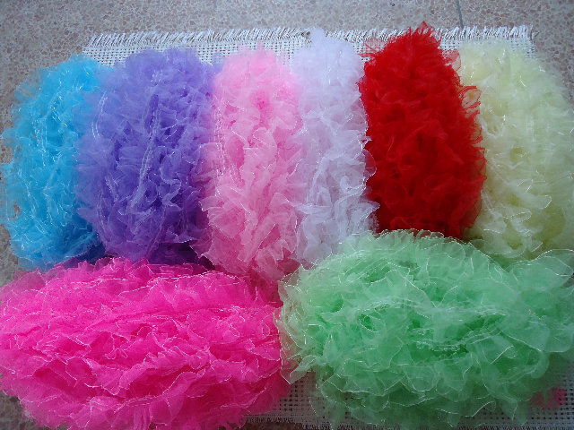 5cm打皱花边/DIY卡通花束装饰材料 窗帘花边 服装辅料 纱边花边