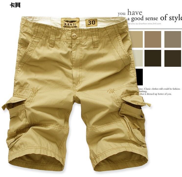 Broken Size Handling Pure Cotton Multi-Pocket Cargo Pants Outdoor Five-point Pants Large Size European-sized Men's Pants