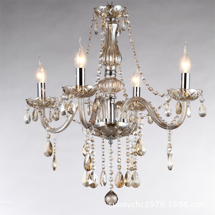 Guzhen fábrica promoción 4-Cabeza de araña de cristal de coñac sala de estar comedor dormitorio lámparas Hotel habitación de invitados lámpara de cristal