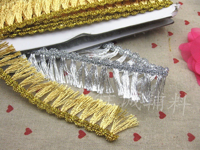 Una variedad de oro y plata seda borla encaje franja Ropa Accesorios textil hogar joyería DIY accesorios 3-6cm