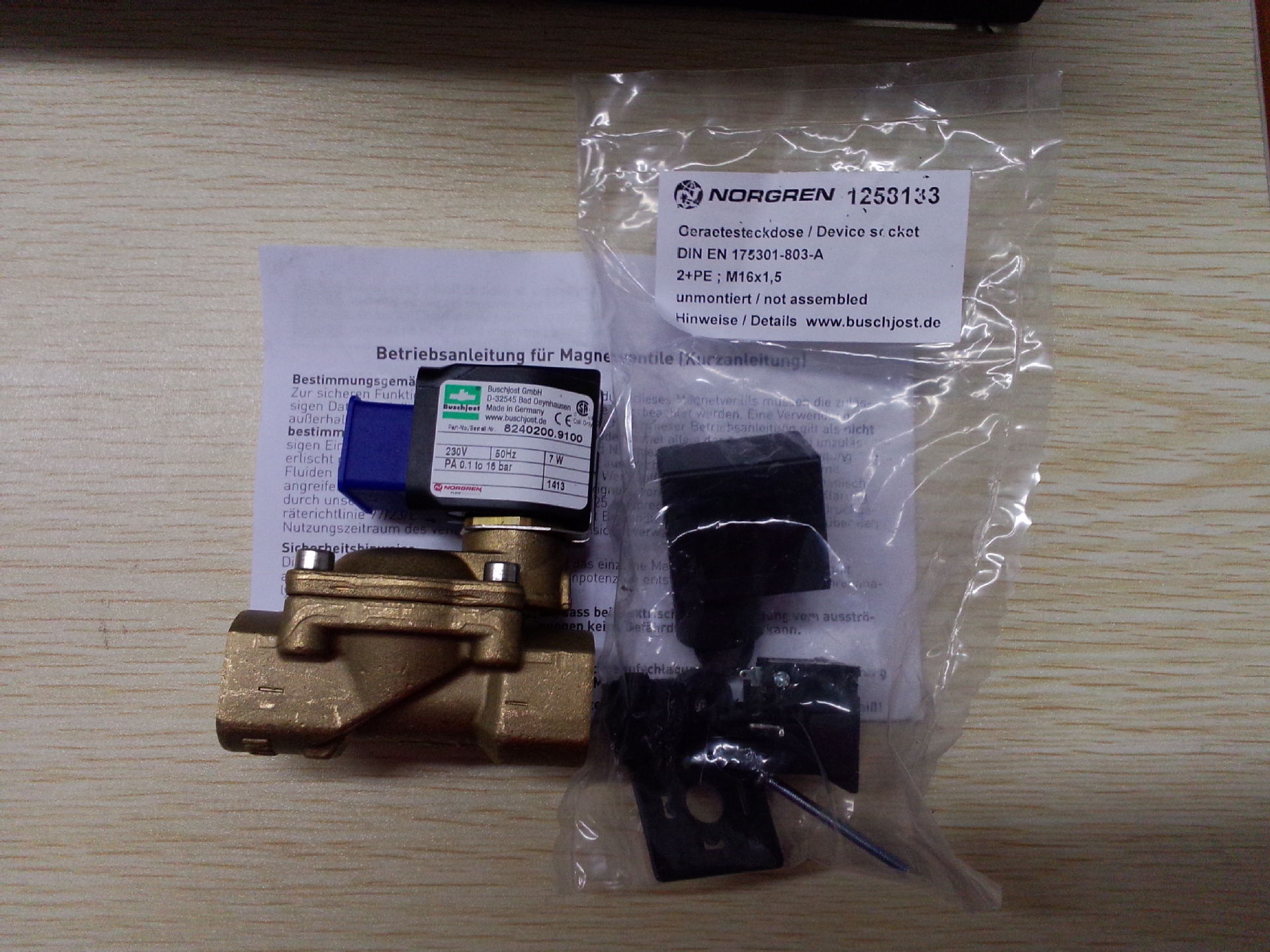 宝硕（buschjost)间接电磁驱动隔膜阀8240200.9100.230.50