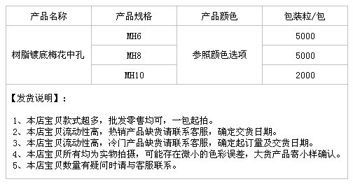 树脂镀底梅花中孔