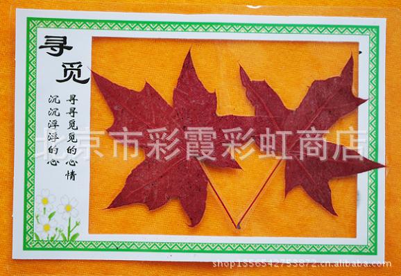 6寸红叶贺卡真枫叶书签制作小礼物赠送礼品定制量大可加印LOGO|ru