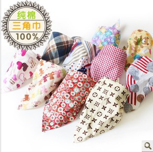 Children's triangle towel wholesale ape head triangle towel saliva towel turban independent packaging with woven label water washing label