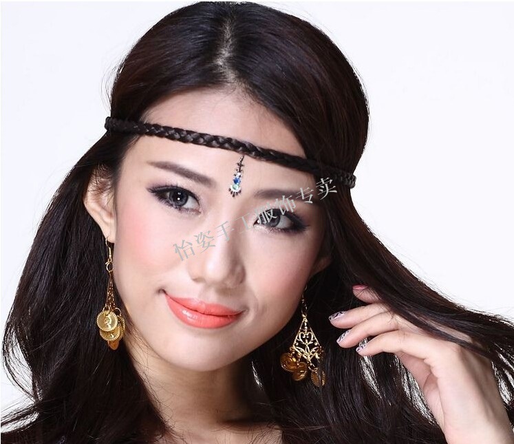 Yi Zi belly dance accessories belly dance headdress wholesale elastic twist rope wig forehead band 3 colors