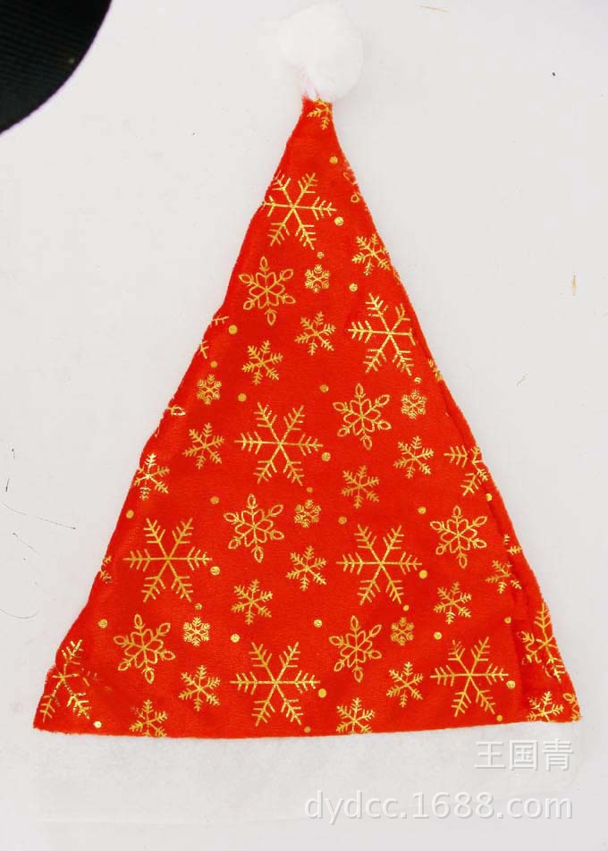 金丝绒印金色雪花帽1