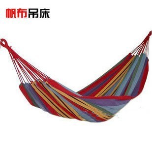 户外帆布吊床 室内宿舍野营加厚吊床秋千 单人吊床配绑绳