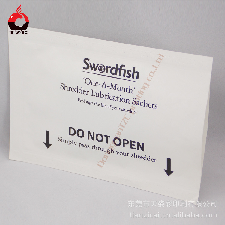 东莞塑料包装袋 打印机润滑油包装袋 三边封纸包装袋 淋膜纸袋