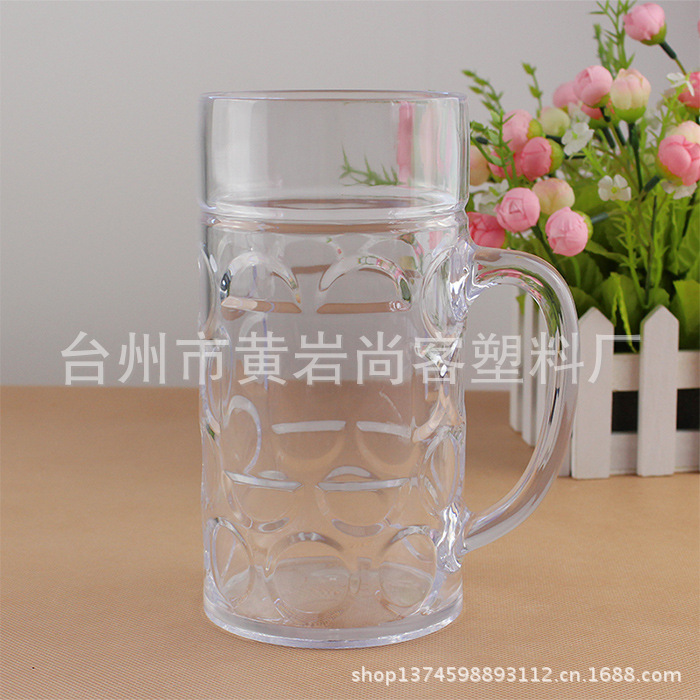 Taza de cerveza de gran tamaño de plástico taza de piña con mango taza de cerveza olla 1000ml comercio exterior